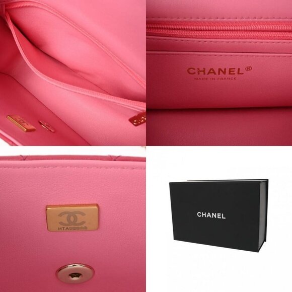 Authentic CHANEL Lambskin Quilted Mini Top Handle Rectangular Flap Bag Pink - Picture 7 of 11